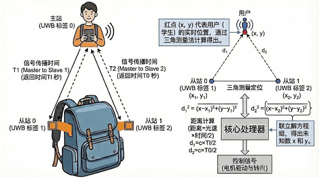 基于 UWB 定位的智能自动跟随书包 过程照片 4